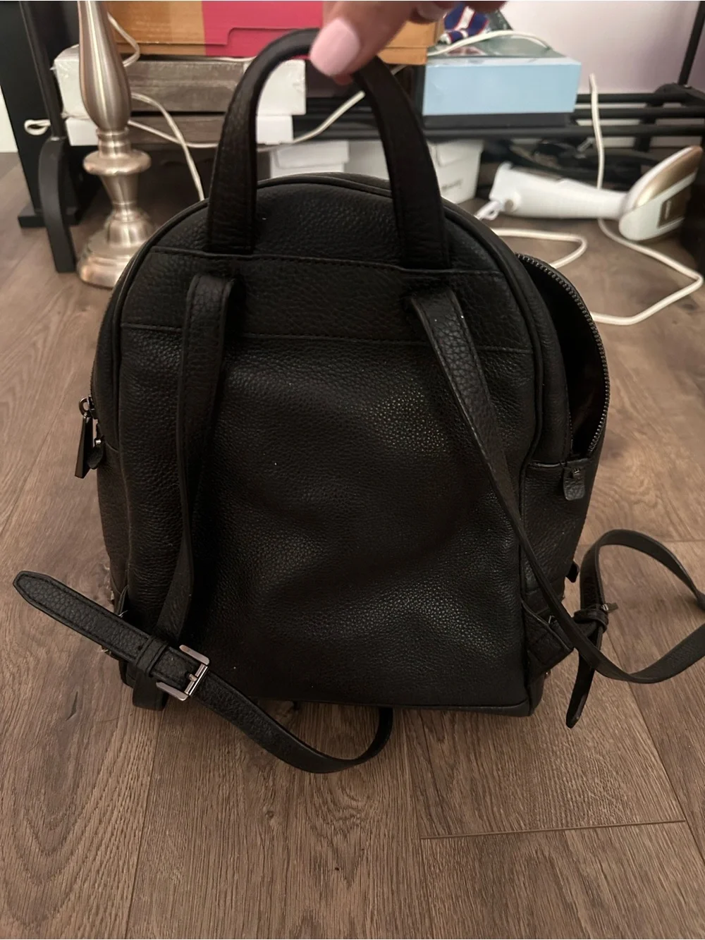 Michael Kors Black Leather Backpack with Silver Studs